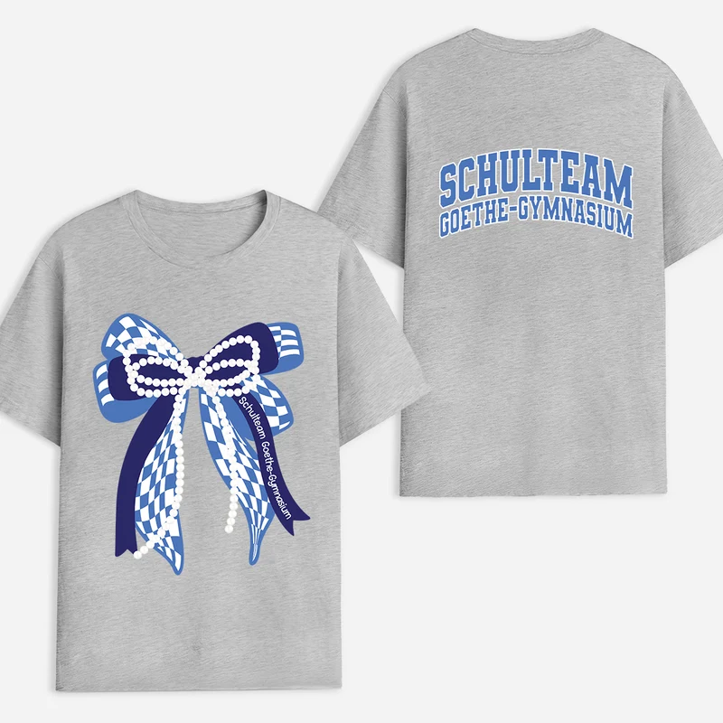 Sport + Mascot + Schleife - Personalisiertes T Shirt Bedrucken Beidseitig Schulteam