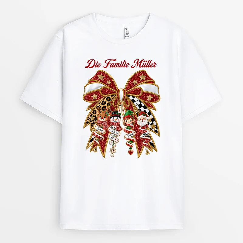 Schleife Weihnachtsmotive - T Shirt Familie Personalisieren