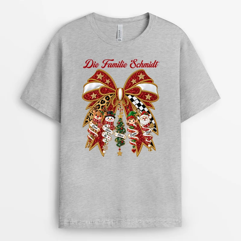 Schleife Weihnachtsmotive - T Shirt Familie Personalisieren