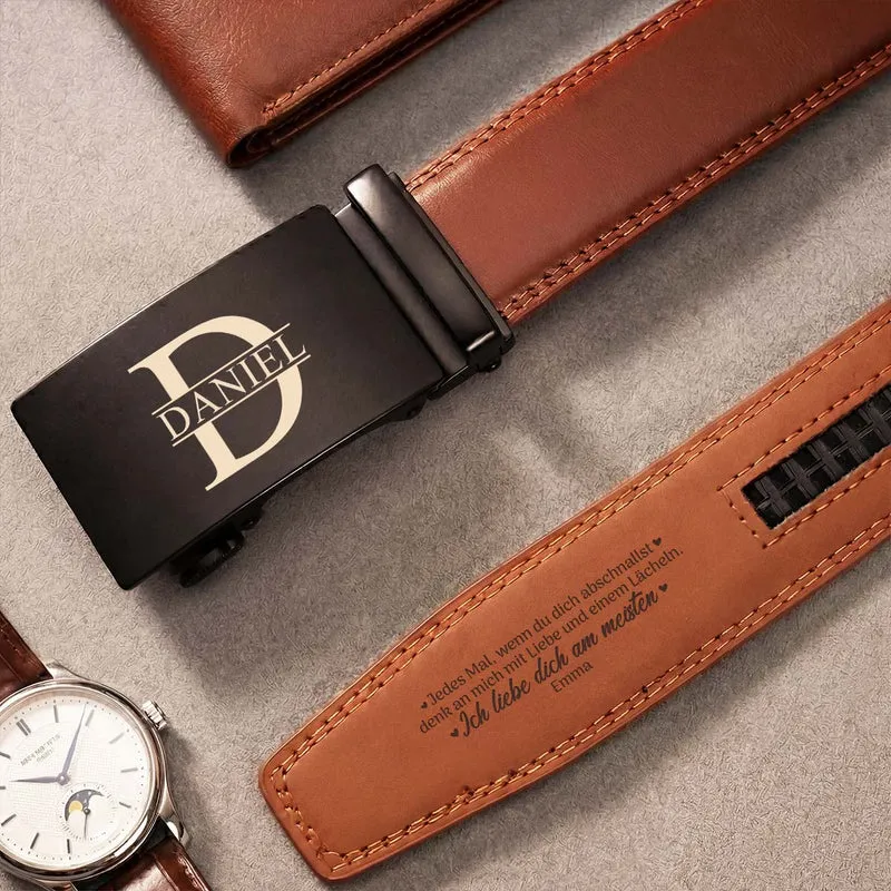Denk An Mich Mit Liebe Und Einem Lächeln - Personalisierte Geschenke Paar | Ledergürtel