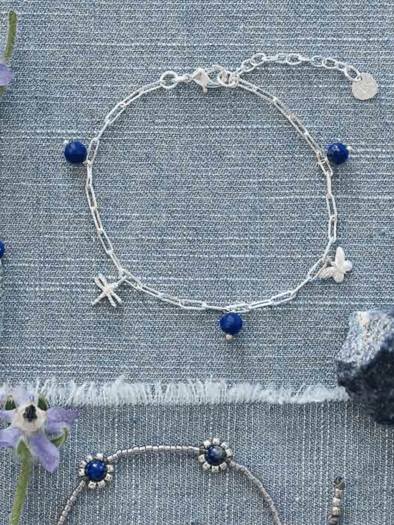 Imaginary Lapislazuli versilbertes Armband