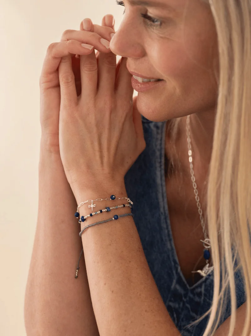 Imaginary Lapislazuli versilbertes Armband