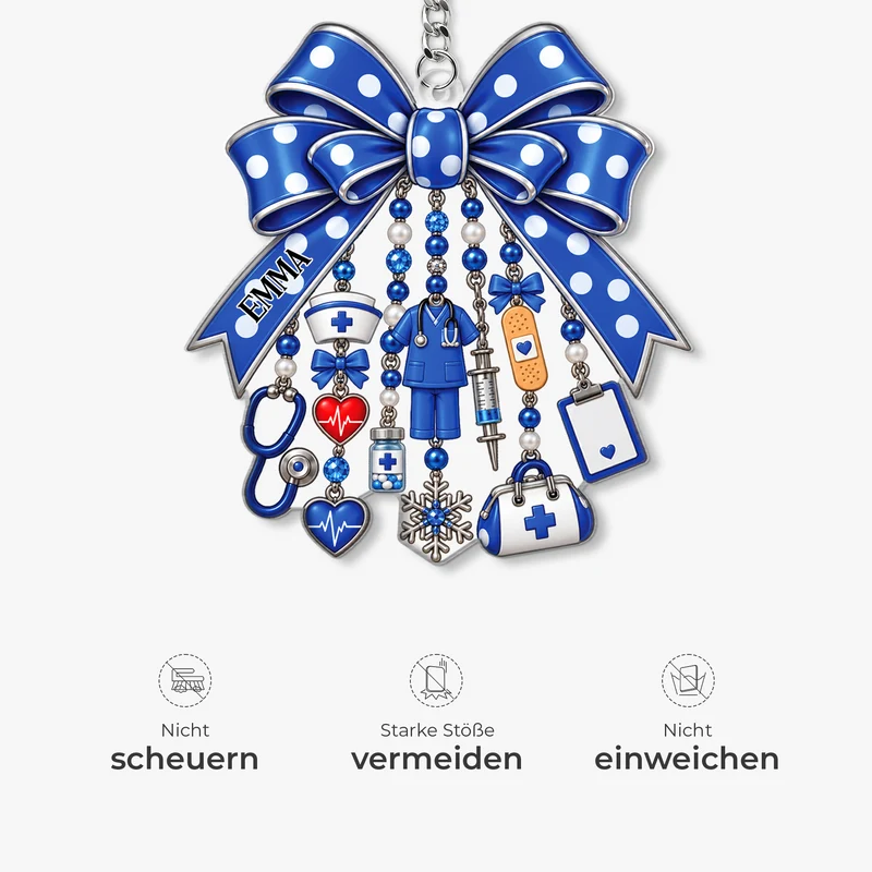 [3D-Optik] Pflegekraft Arzt Schleife - Acryl Schlüsselanhänger Personalisiert