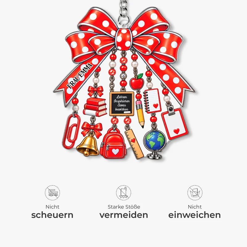 [3D-Optik] Lehren Inspirieren Etwas Bewirken Schleife - Acryl Schlüsselanhänger Personalisiert Lehrerin