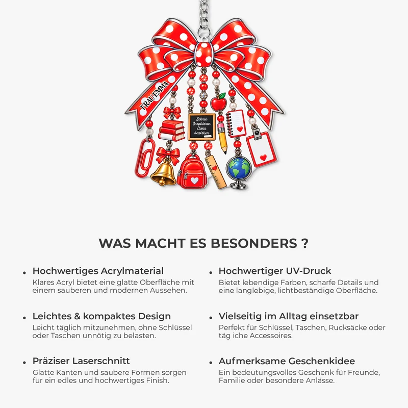 [3D-Optik] Lehren Inspirieren Etwas Bewirken Schleife - Acryl Schlüsselanhänger Personalisiert Lehrerin