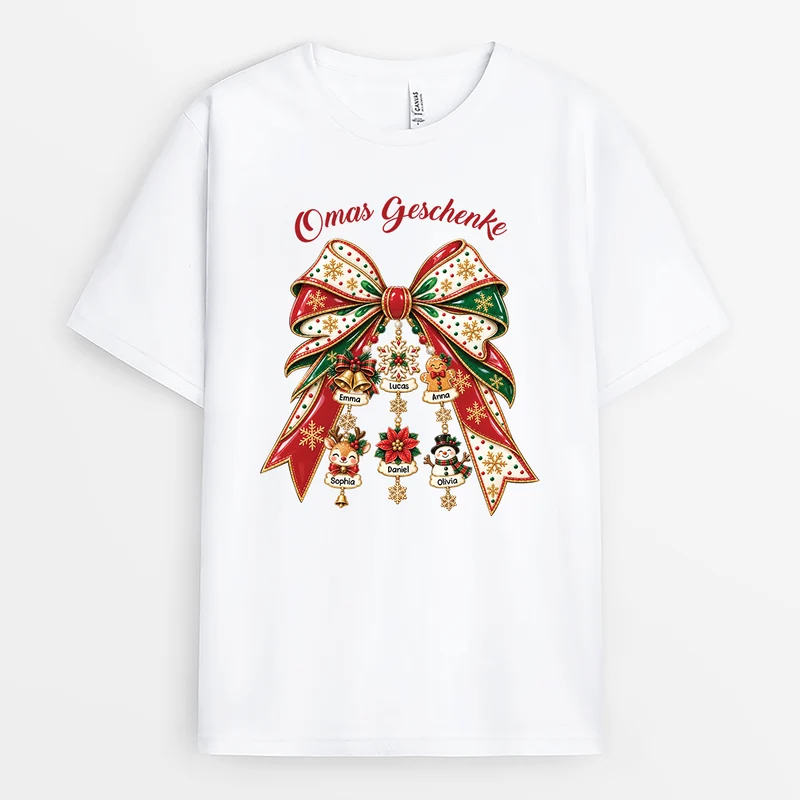 [3D-Optik] Weihnachtsgeschenk - T Shirt Familie Personalisieren Oma Opa Mama Papa