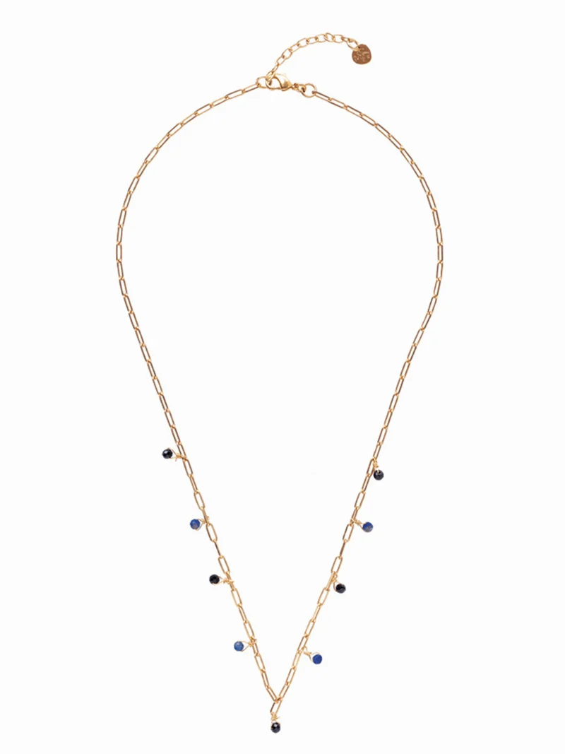 Spontaneous Schwarzer Onyx Lapislazuli Halskette