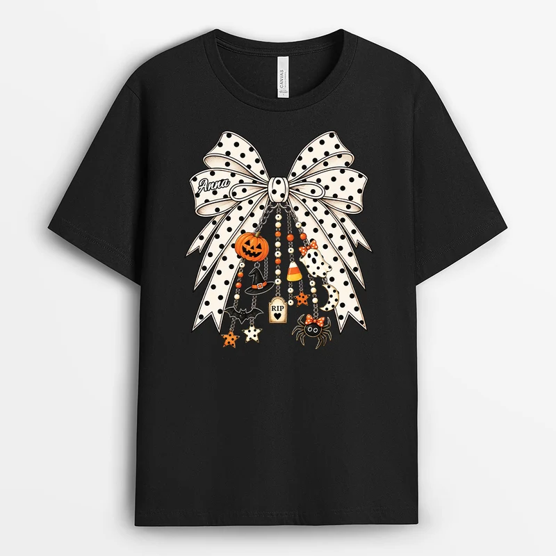 Halloween Schleife - Personalisierte T Shirts Damen Schwarz
