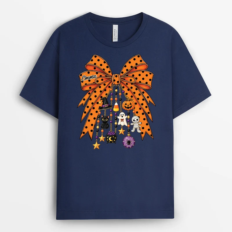 Halloween Schleife - Personalisierte T Shirts Damen Schwarz