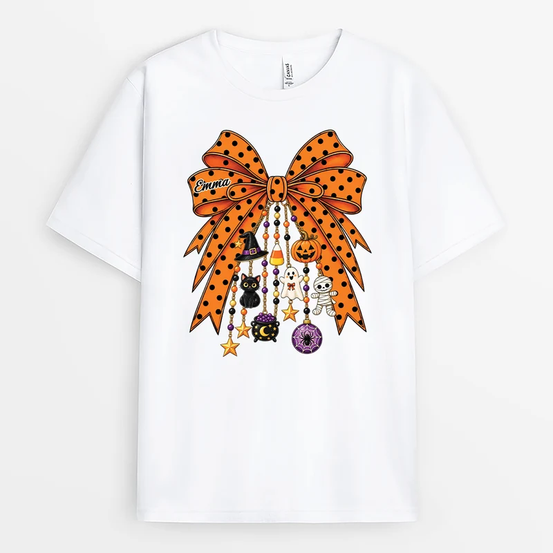 Halloween Schleife - Personalisierte T Shirts Damen Weiß