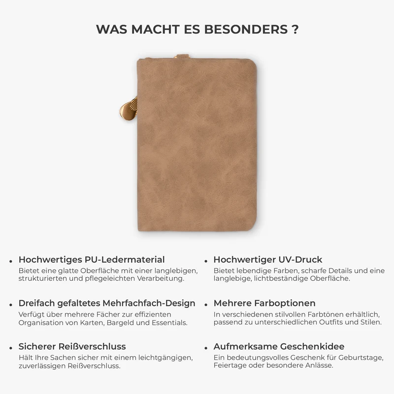 Alphabet Name + Geburtsmonat Blume - Personalisierte Geschenke Für Frauen | Trifold Portemonnaie Hologram