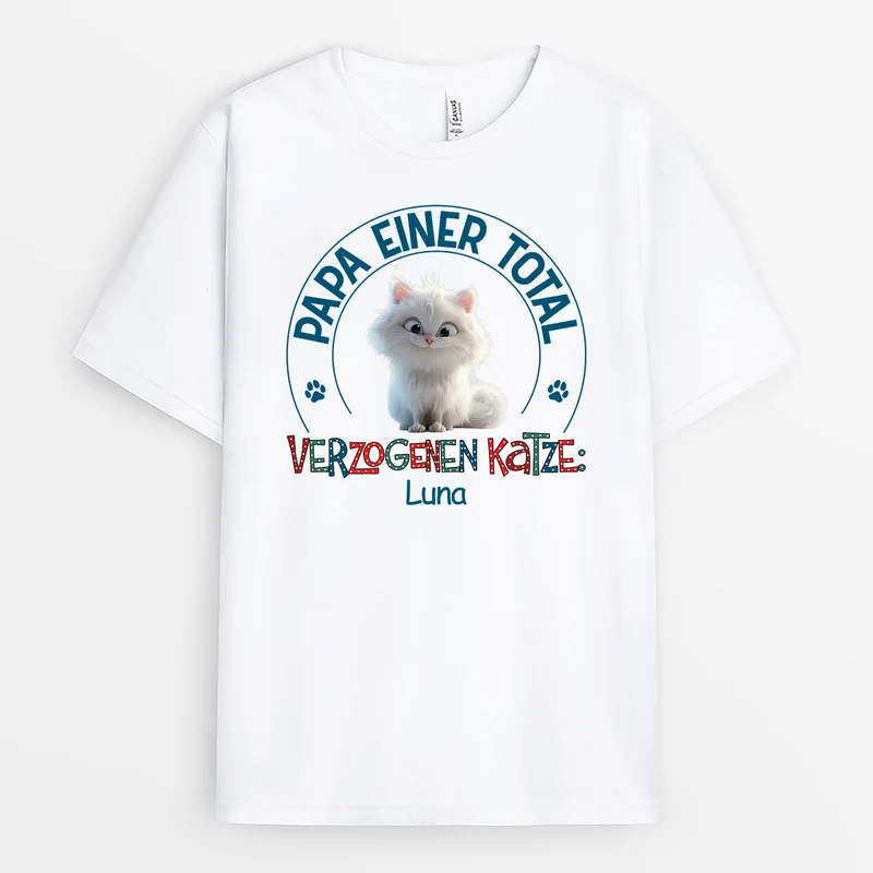 Papa Mama Einer Total Verzogenen Katze - Personalisierte Geschenke Katze | T Shirt Polkadot