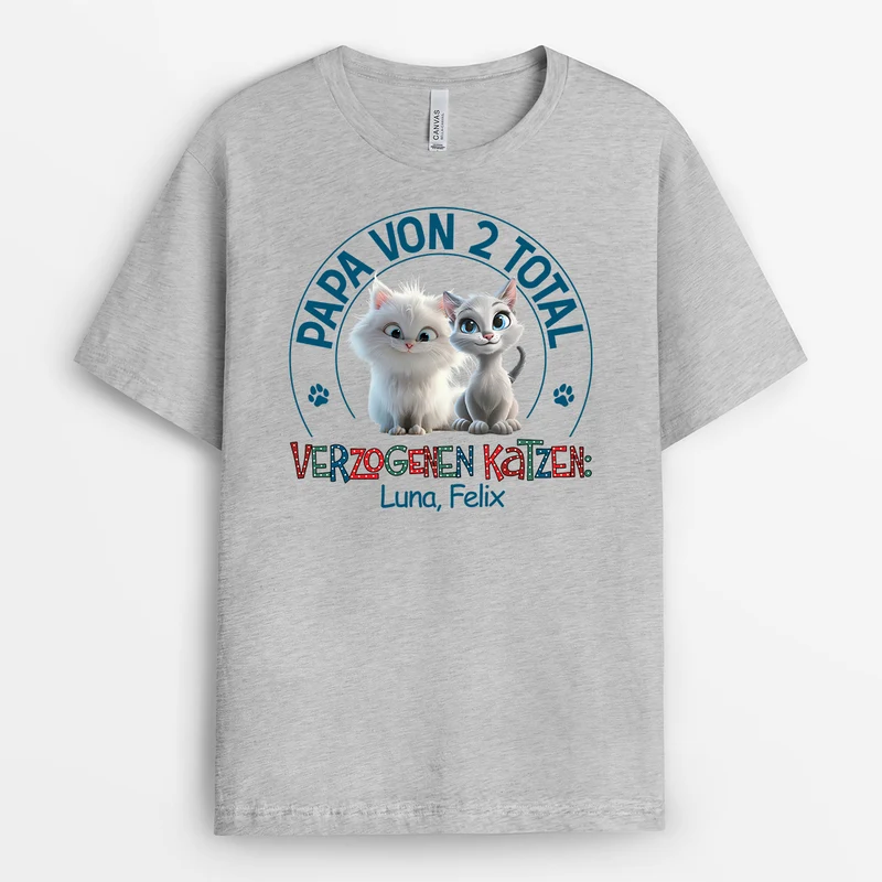 Papa Mama Einer Total Verzogenen Katze - Personalisierte Geschenke Katze | T Shirt Polkadot