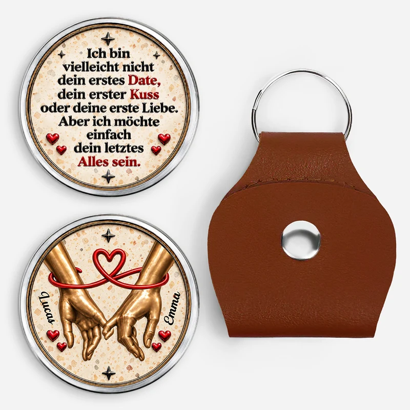 [3D-Optik] Ich Möchte Einfach Alles Sein - Pocket Hug Schlüsselanhänger Personalisiert Paar Terrazzo