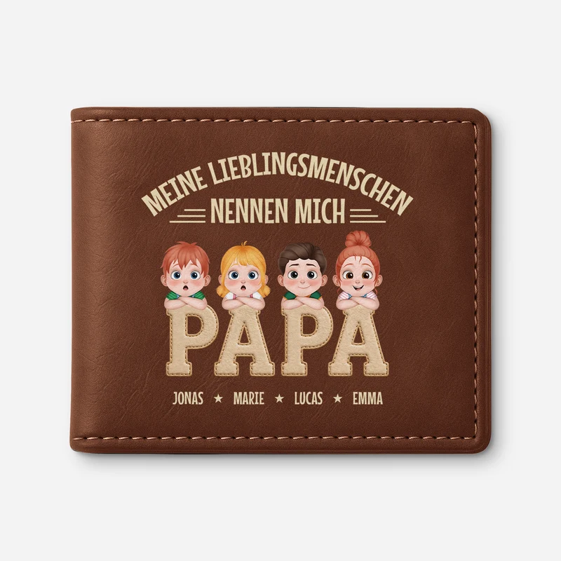 [3D-Optik] Meine Lieblingsmenschen Nennen Mich Papa - Personalisiertes Geschenk | Portemonnaie Herren Papa Opa