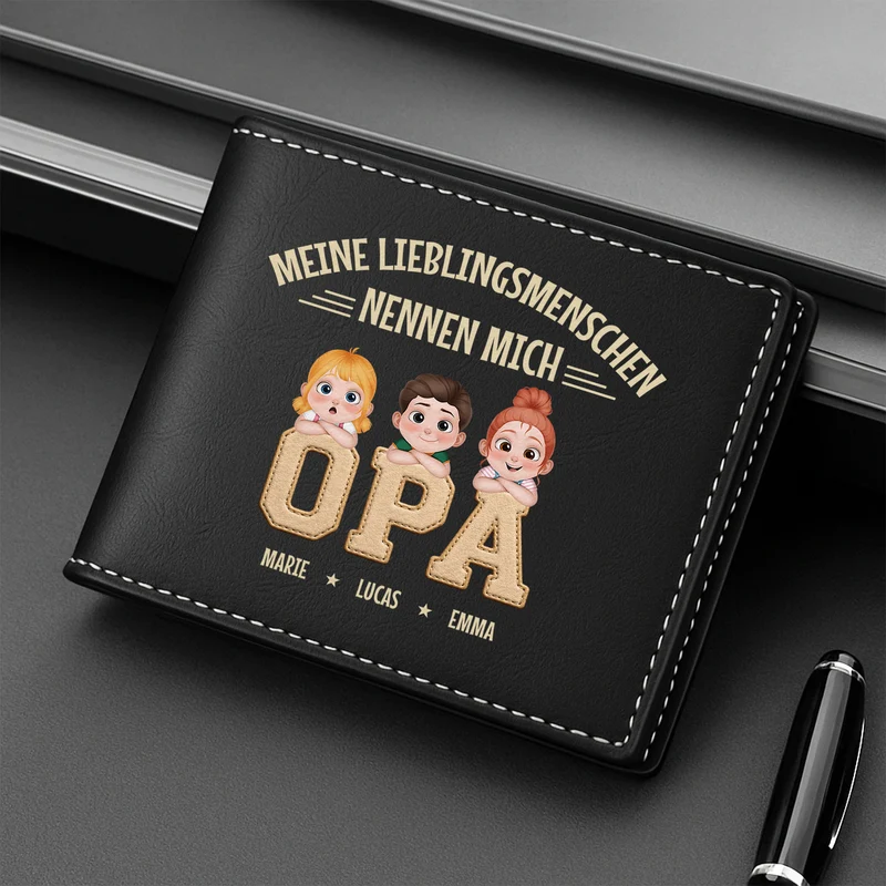 [3D-Optik] Meine Lieblingsmenschen Nennen Mich Papa - Personalisiertes Geschenk | Portemonnaie Herren Papa Opa