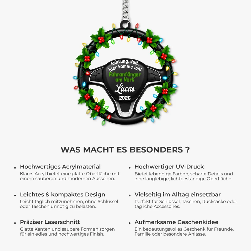 Fahranfänger Am Werk - Acryl Schlüsselanhänger Personalisiert