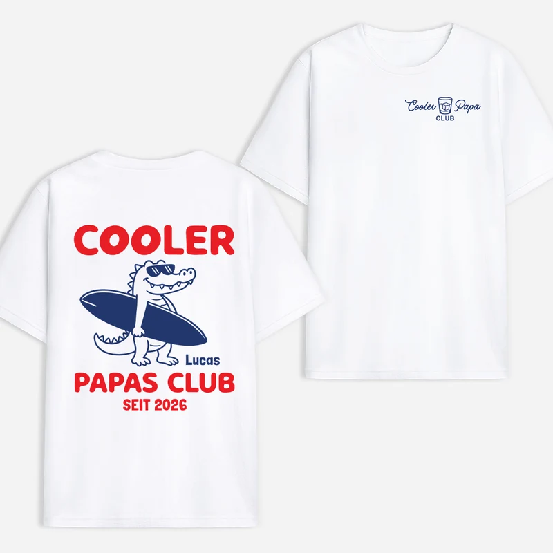 Cooler Papas Club - Personalisiertes T Shirt Bedrucken Beidseitig Foto