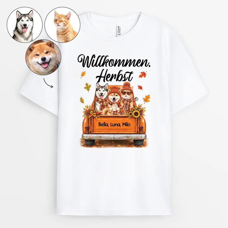 Haustier AI Bild Generator - Hallo Herbst Shirt Personalisiert