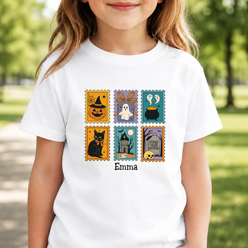 Süßes Oder Saures - Personalisiertes Geschenk | T-Shirts Kinder Halloween Weiß