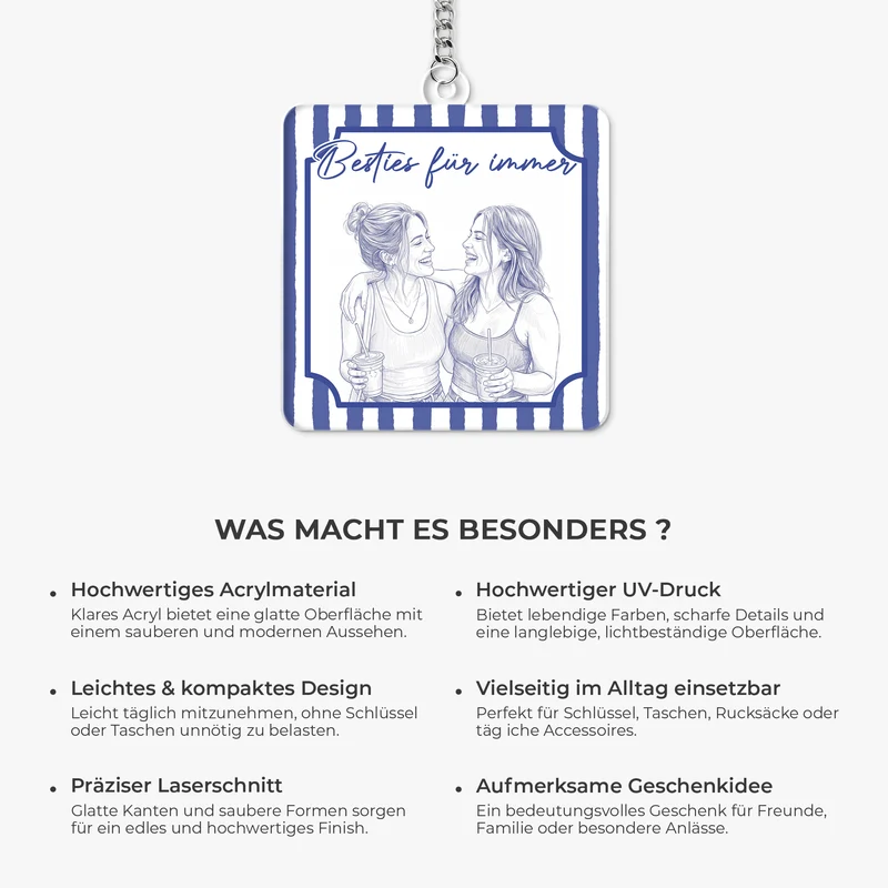 Beste Freundinnen Für Immer - Personalisierte Geschenke Foto | Acryl Schlüsselanhänger