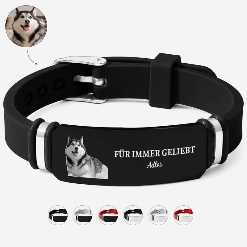Für Immer Geliebt Für Immer Vermisst - Personalisierte Trauergeschenke | Silikon Armband Foto Haustiere