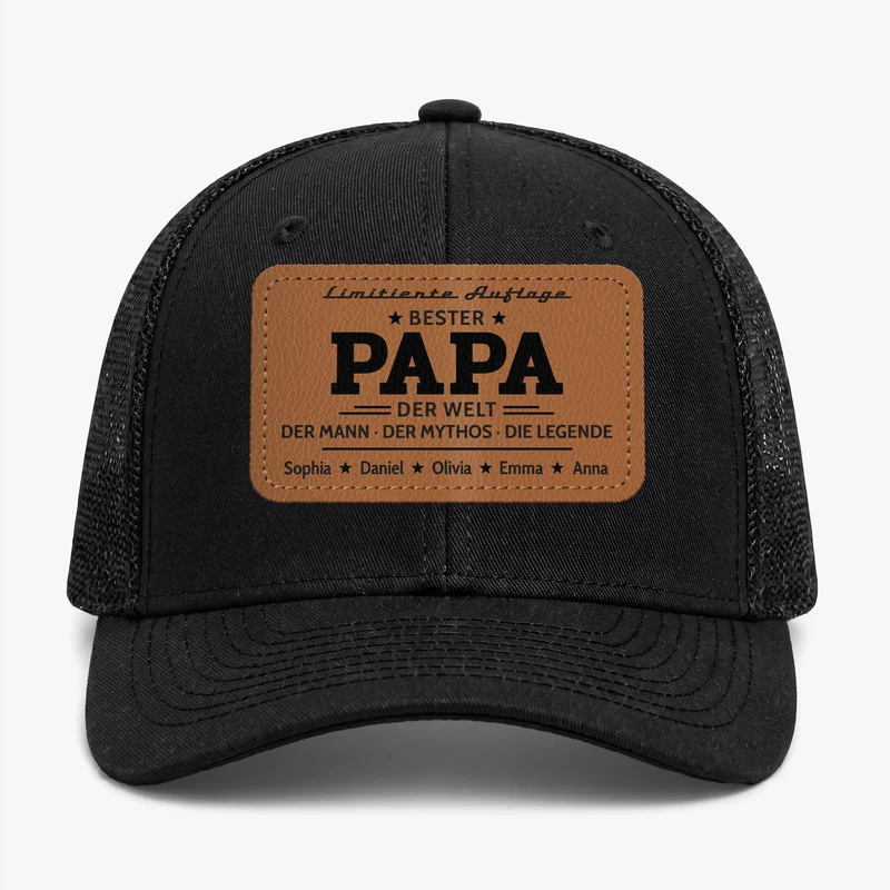 Bester Opa Der Welt - Personalisiertes Geschenk | Cap Mit Lederpatch Opa Papa