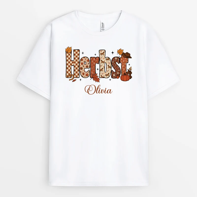 Herbst - Personalisiertes Geschenk | Pferde T-Shirt