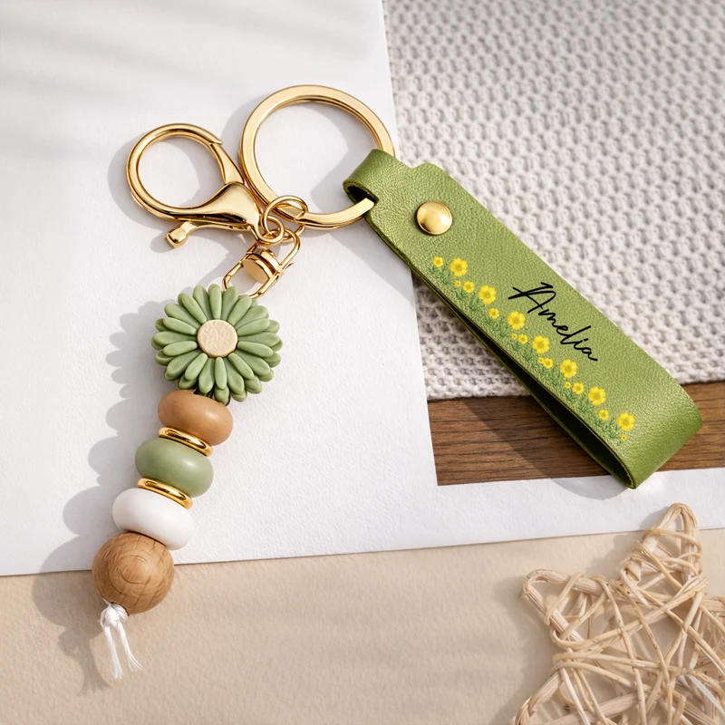 Geburtsmonat Blume - Personalisiertes Geschenk Garten | Daisy Schlüsselanhänger Frauen