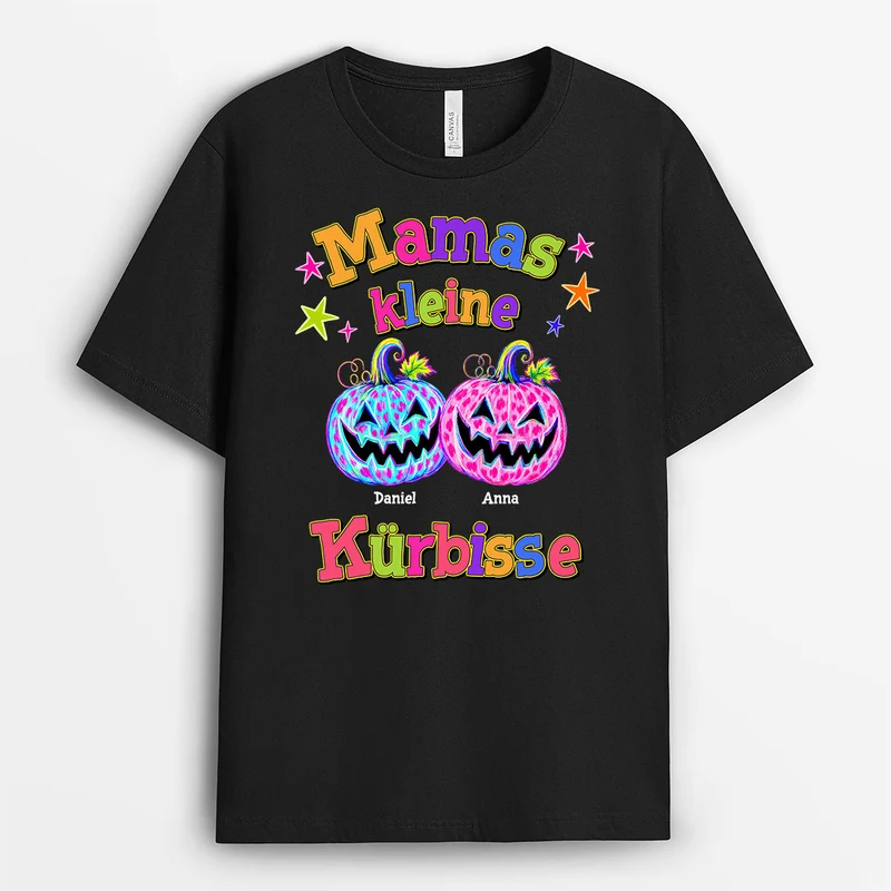 Papas Kleine Kürbischen - Personalisiertes Geschenk | Mama Papa Shirt Halloween Schwarz