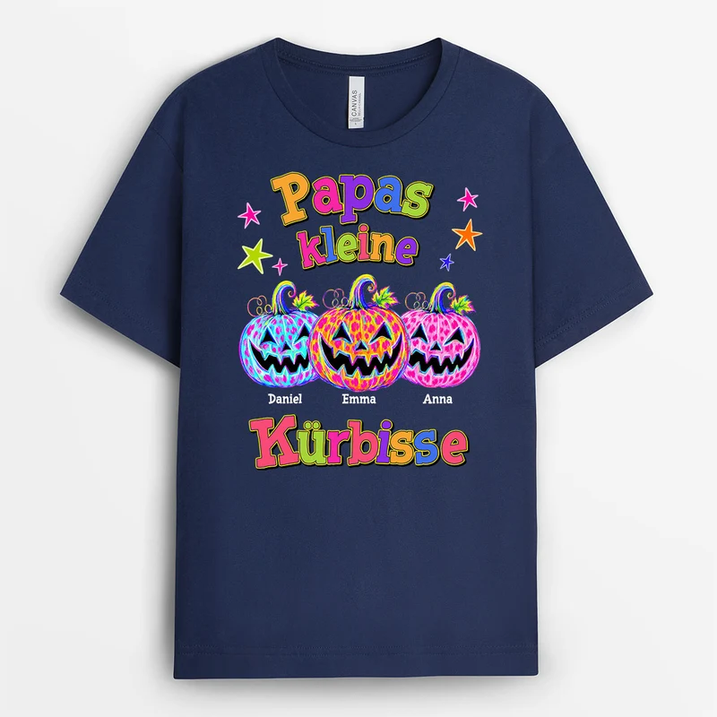 Papas Kleine Kürbischen - Personalisiertes Geschenk | Mama Papa Shirt Halloween Schwarz