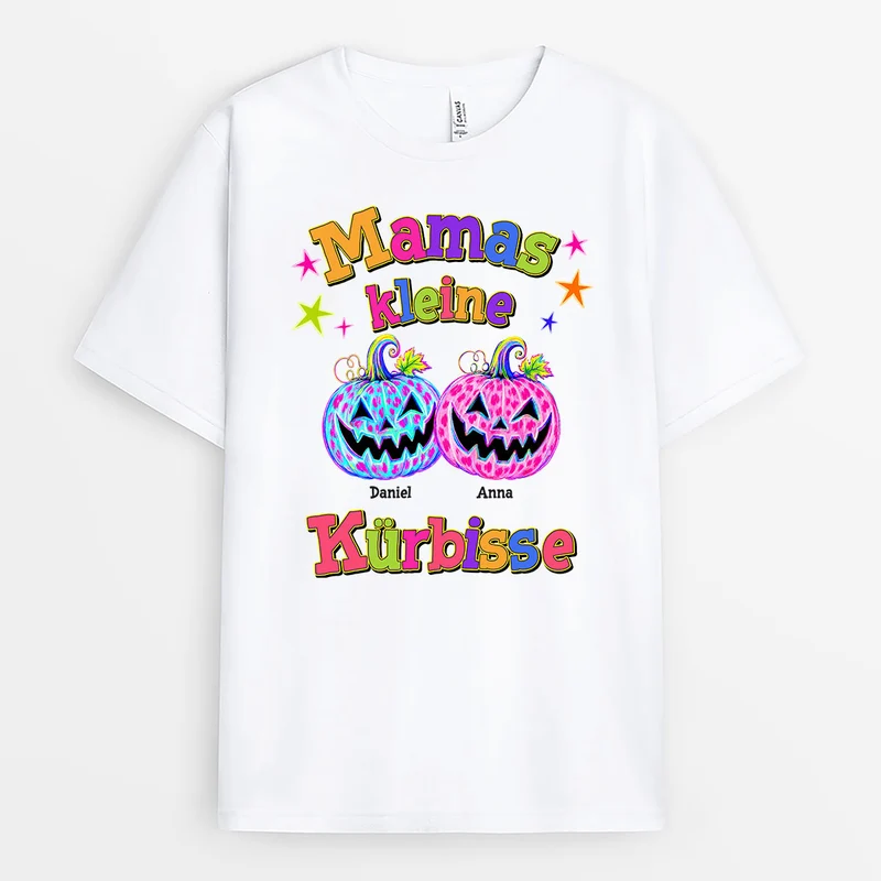 Papas Kleine Kürbischen - Personalisiertes Geschenk | Mama Papa Shirt Halloween Weiß