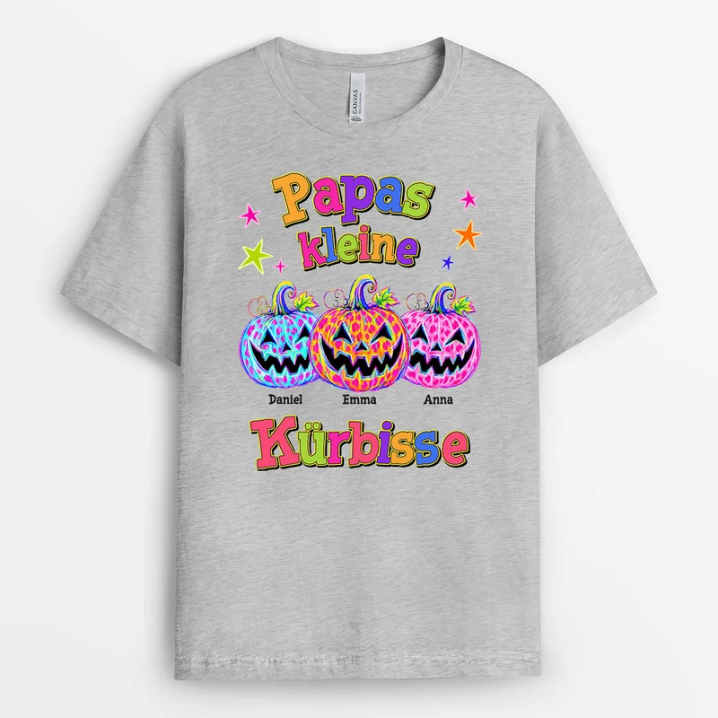 Papas Kleine Kürbischen - Personalisiertes Geschenk | Mama Papa Shirt Halloween Weiß