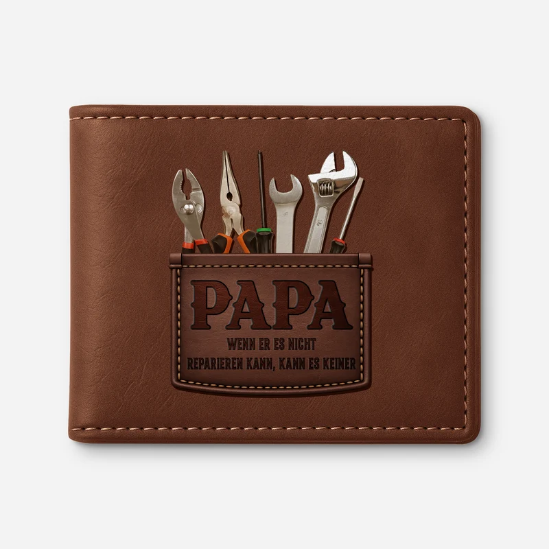 [3D-Optik] Was Ich Nicht Reparieren Kann Ist Nicht Kaputt - Personalisiertes Geschenk | Portemonnaie Herren Papa Opa Werkstatt