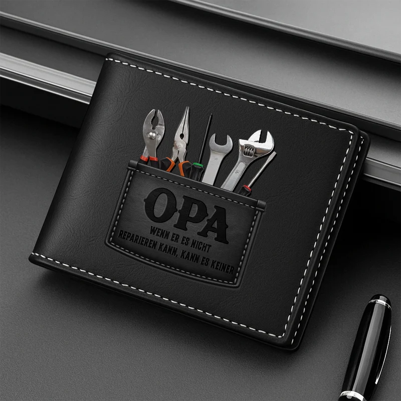 [3D-Optik] Was Ich Nicht Reparieren Kann Ist Nicht Kaputt - Personalisiertes Geschenk | Portemonnaie Herren Papa Opa Werkstatt