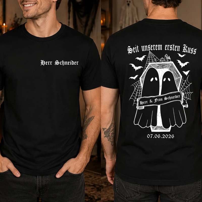 Bis Dass Der Tod Uns Scheidet - Personalisierte Geschenke Paar | T Shirt Bedrucken Beidseitig Halloween