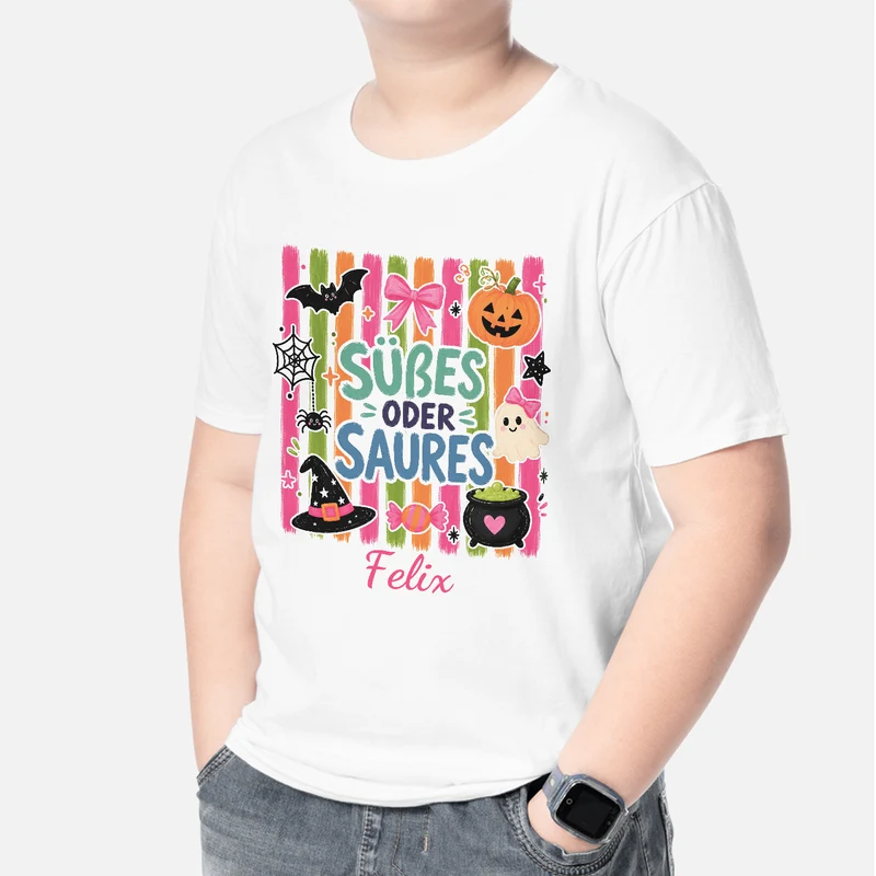 Süßes Oder Saures - Personalisiertes Geschenk | T-Shirts Kinder Halloween