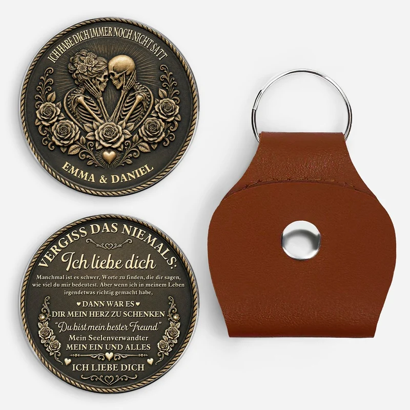 [3D-Optik] Vergiss Das Niemals Ich Liebe Dich - Personalisierte Geschenke Paar | Pocket Hug Schlüsselanhänger