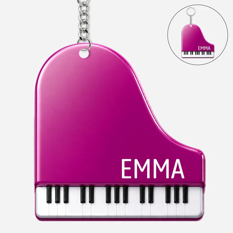 Klavier + Name - Personalisiertes Geschenk | Acryl Schlüsselanhänger