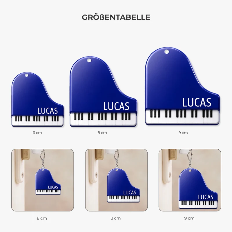 Klavier + Name - Personalisiertes Geschenk | Acryl Schlüsselanhänger