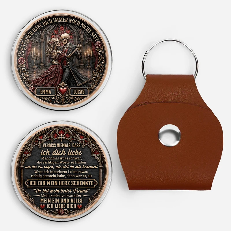 [3D-Optik] Vergiss Niemals Dass Ich Dich Liebe - Personalisierte Geschenke Paar | Pocket Hug Schlüsselanhänger Halloween
