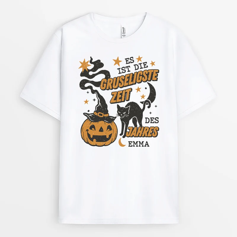 Es Ist Die Gruseligste Zeit Des Jahres - Personalisiertes Geschenk | Shirt Halloween Damen Männer Weiß