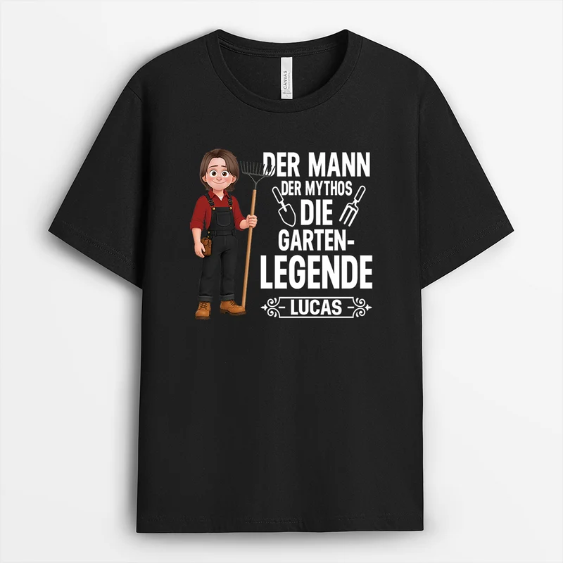 Der Mann Der Mythos Die Gartenlegende - Personalisiertes Geschenk | Garten T Shirt Männer Frauen Cartoon