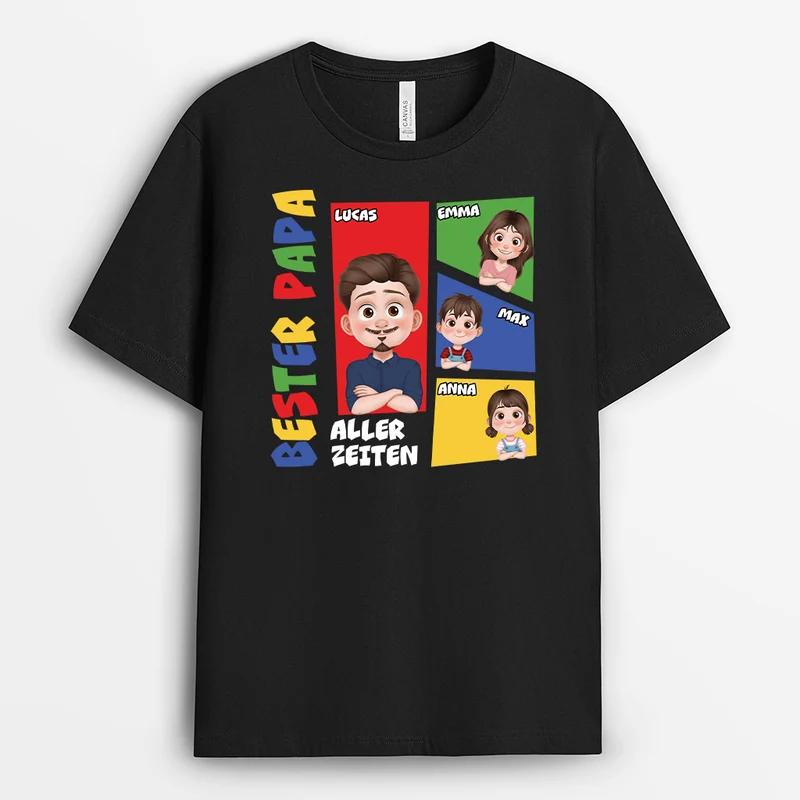 Bester Papa Aller Zeiten - Personalisiertes Geschenk | Mama Papa Shirt Comic Panel