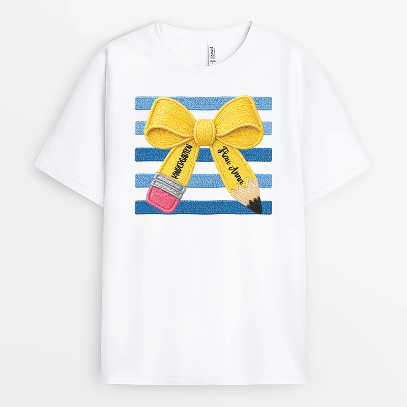 Schulkind Geschenkschleife Bleistift - Personalisiertes Geschenk Lehrer | T Shirt