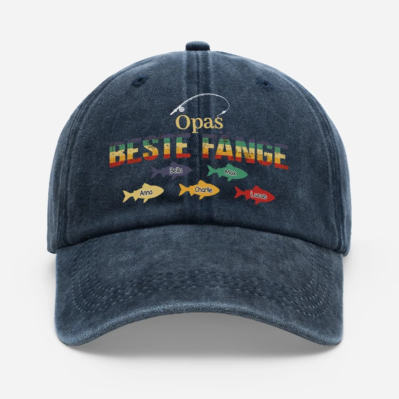 Beste Fänge Fische - Personalisiertes Geschenk | Washed Cap Opa Papa