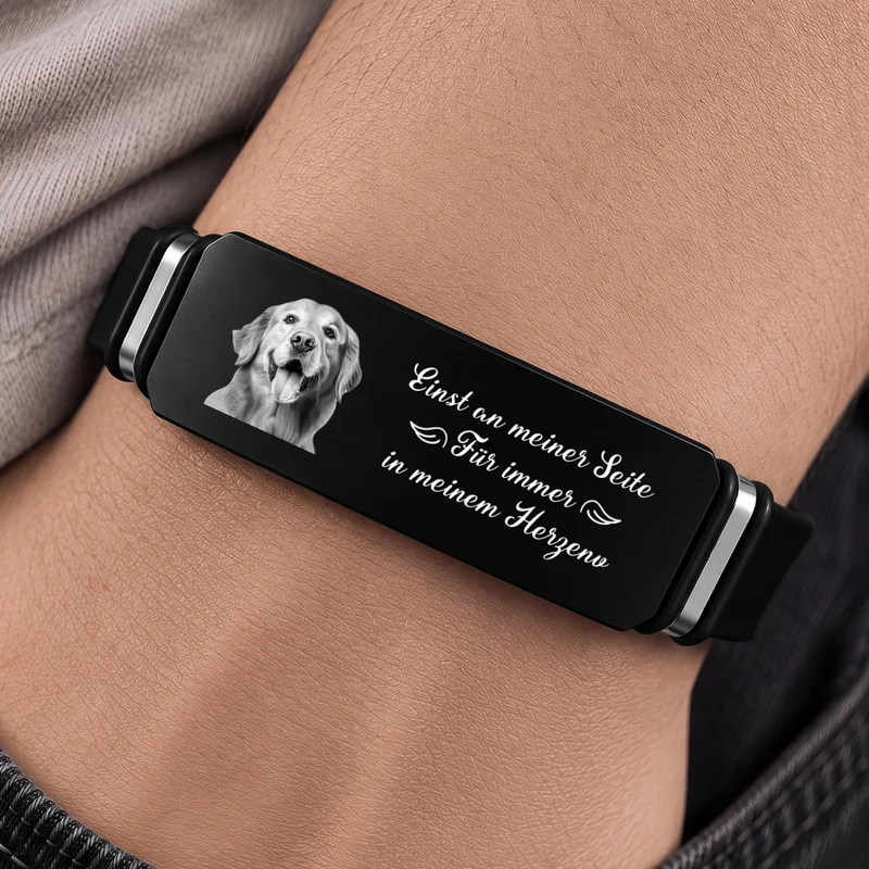 Ich Bin Immer Bei Dir - Personalisierte Trauergeschenke | Silikon Armband Papa Mama Foto