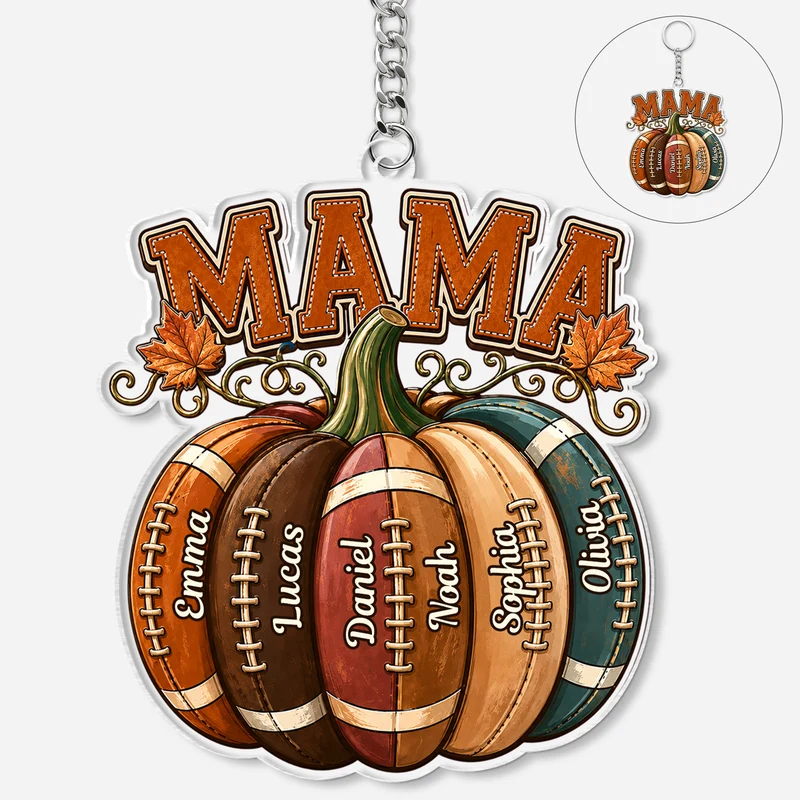 Amerikanischer Fußball - Personalisiertes Geschenk | Acryl Schlüsselanhänger Mama Papa Herbst