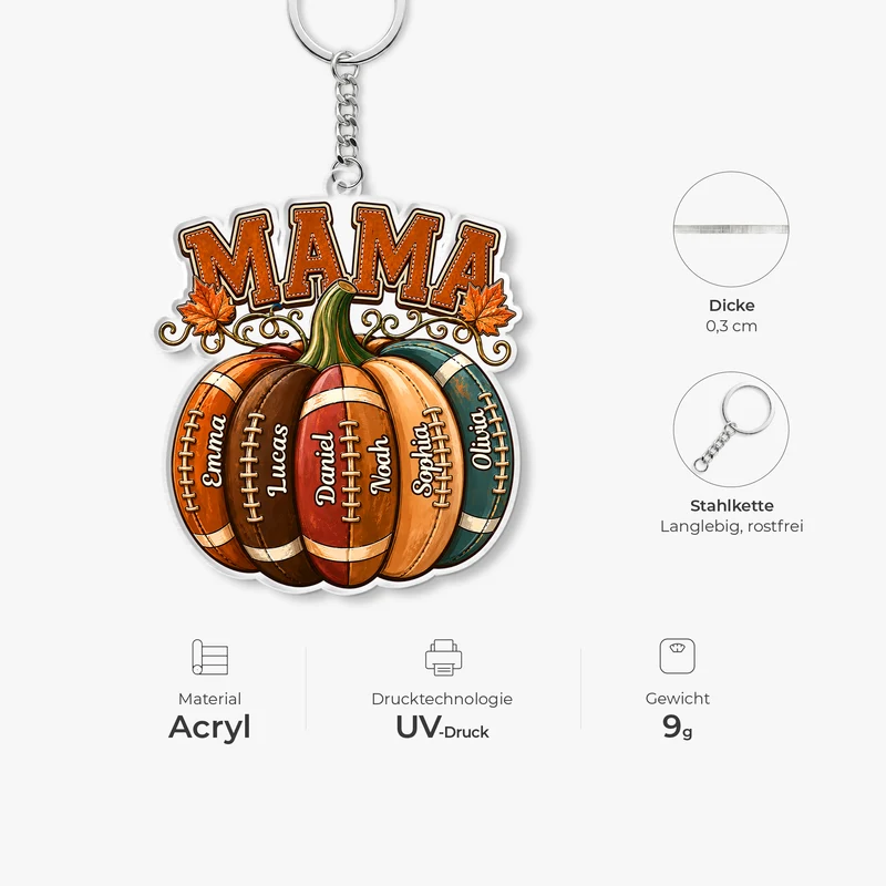 Amerikanischer Fußball - Personalisiertes Geschenk | Acryl Schlüsselanhänger Mama Papa Herbst
