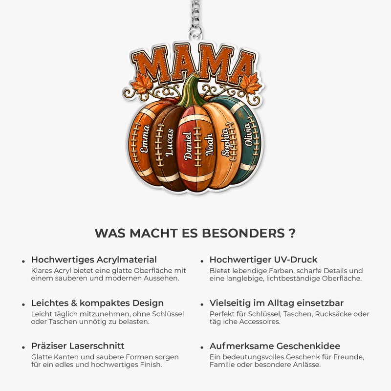 Amerikanischer Fußball - Personalisiertes Geschenk | Acryl Schlüsselanhänger Mama Papa Herbst